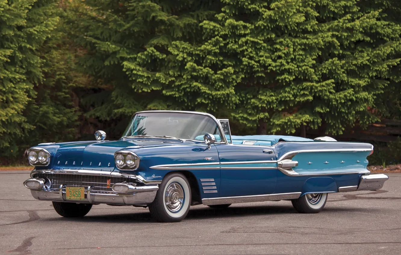 Photo wallpaper convertible, Pontiac, the front, Pontiac, Convertible, 1958, Paris