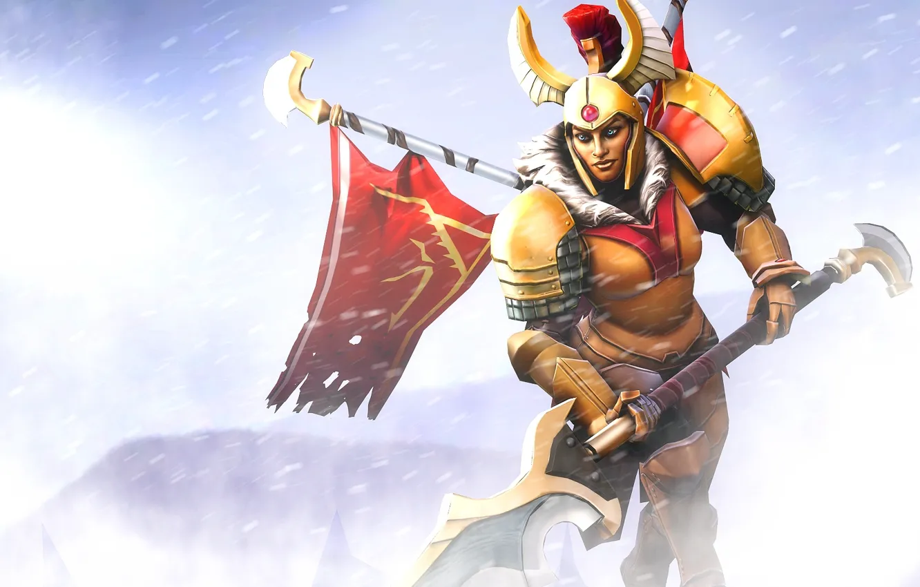 Photo wallpaper girl, armor, Valve, dota 2, Action RTS, Legion Commander, Tresdin