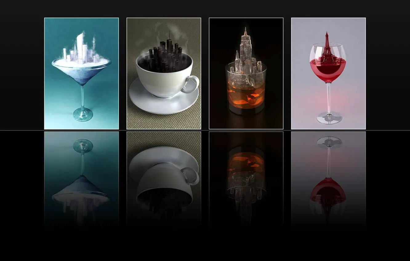 Photo wallpaper the city, wine, drink