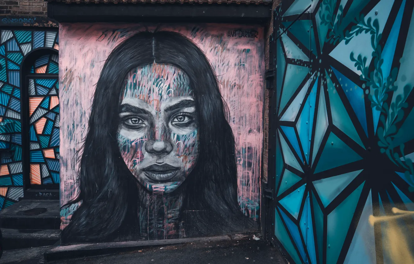 Photo wallpaper Girl, City, Grafitti