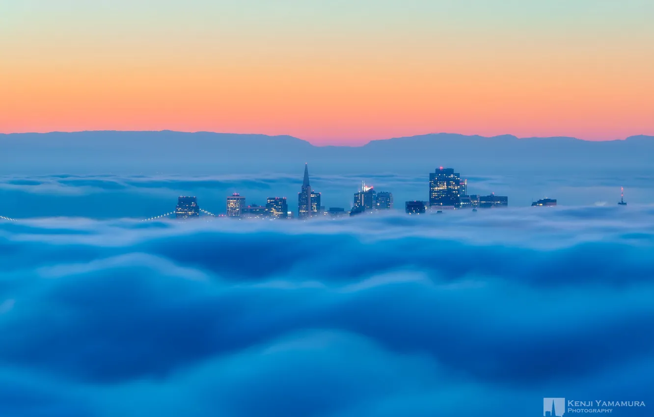 Photo wallpaper the sky, the city, fog, dal, San Francisco, photographer, Kenji Yamamura
