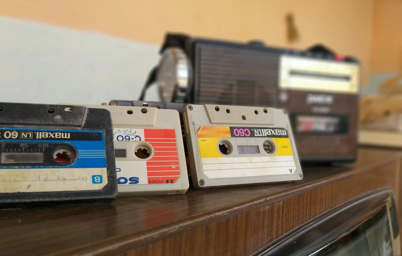 Photo wallpaper background, radio, blur, TV, cassette, maxell