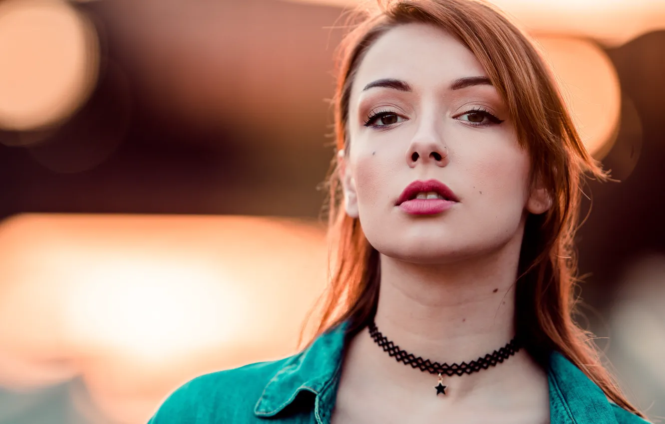 Photo wallpaper look, face, background, model, brown hair