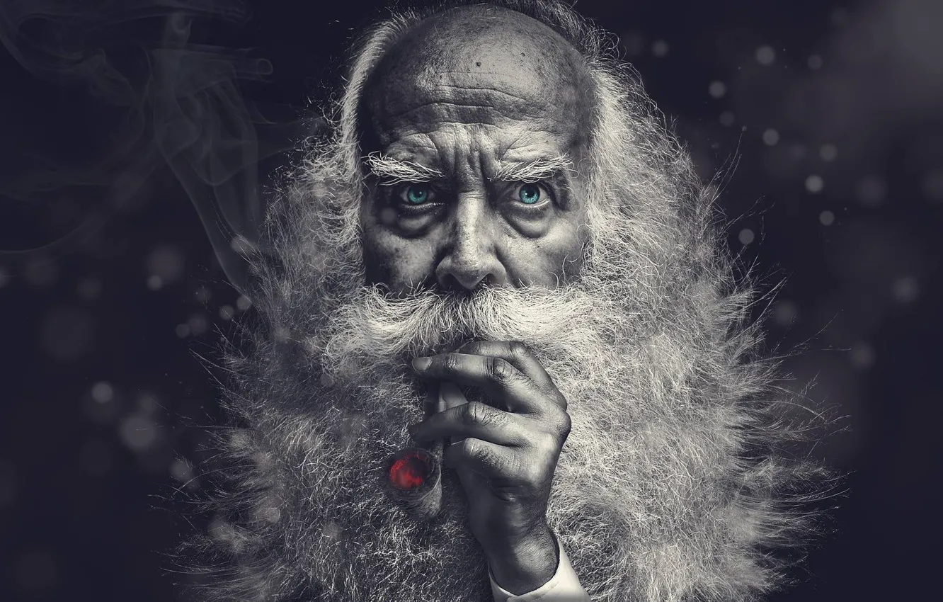 Photo wallpaper tube, grandfather, male, smokes, gray