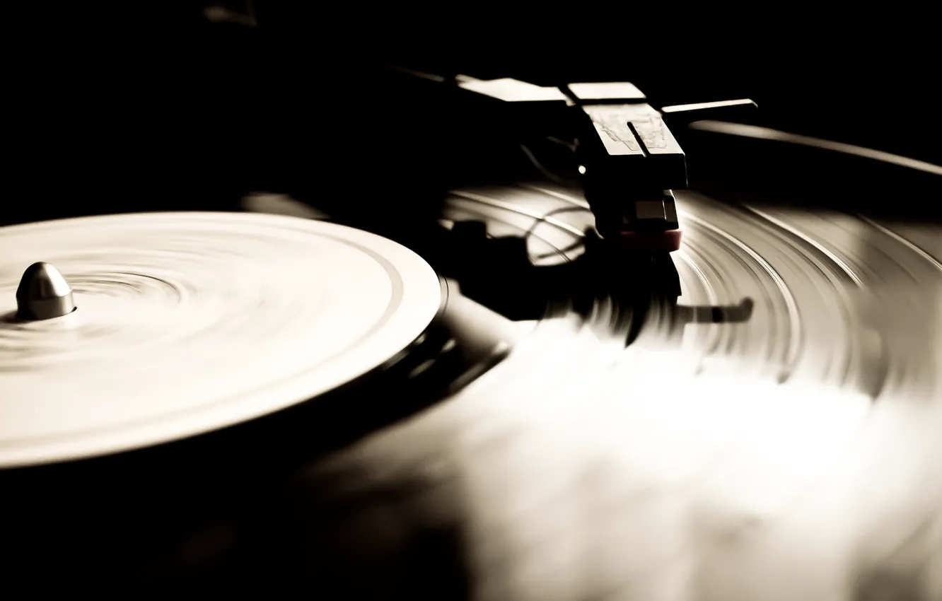 Photo wallpaper macro, music, vinyl, record, gramophone