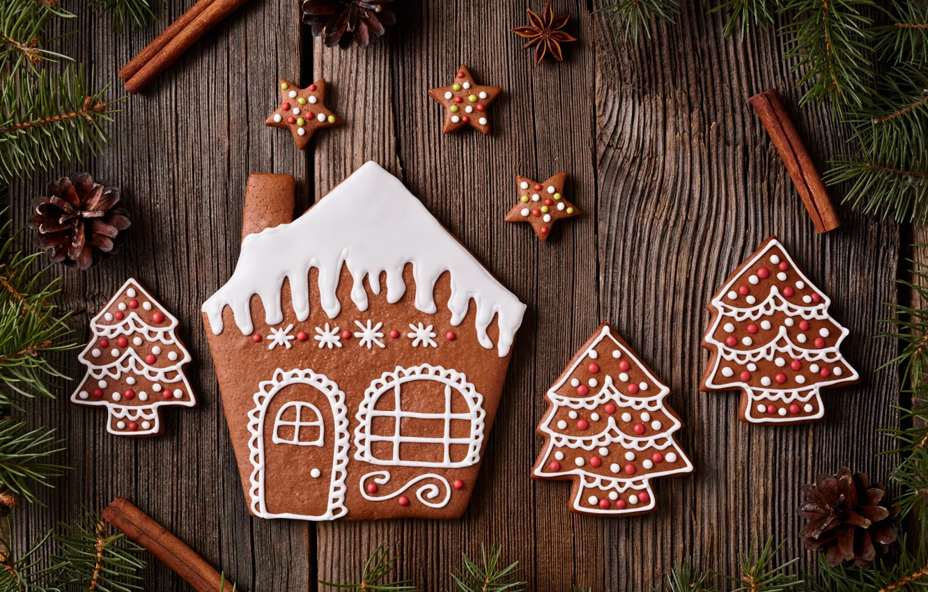 Photo wallpaper new year, cookies, Christmas, Christmas, cakes, sweet, Xmas, glaze