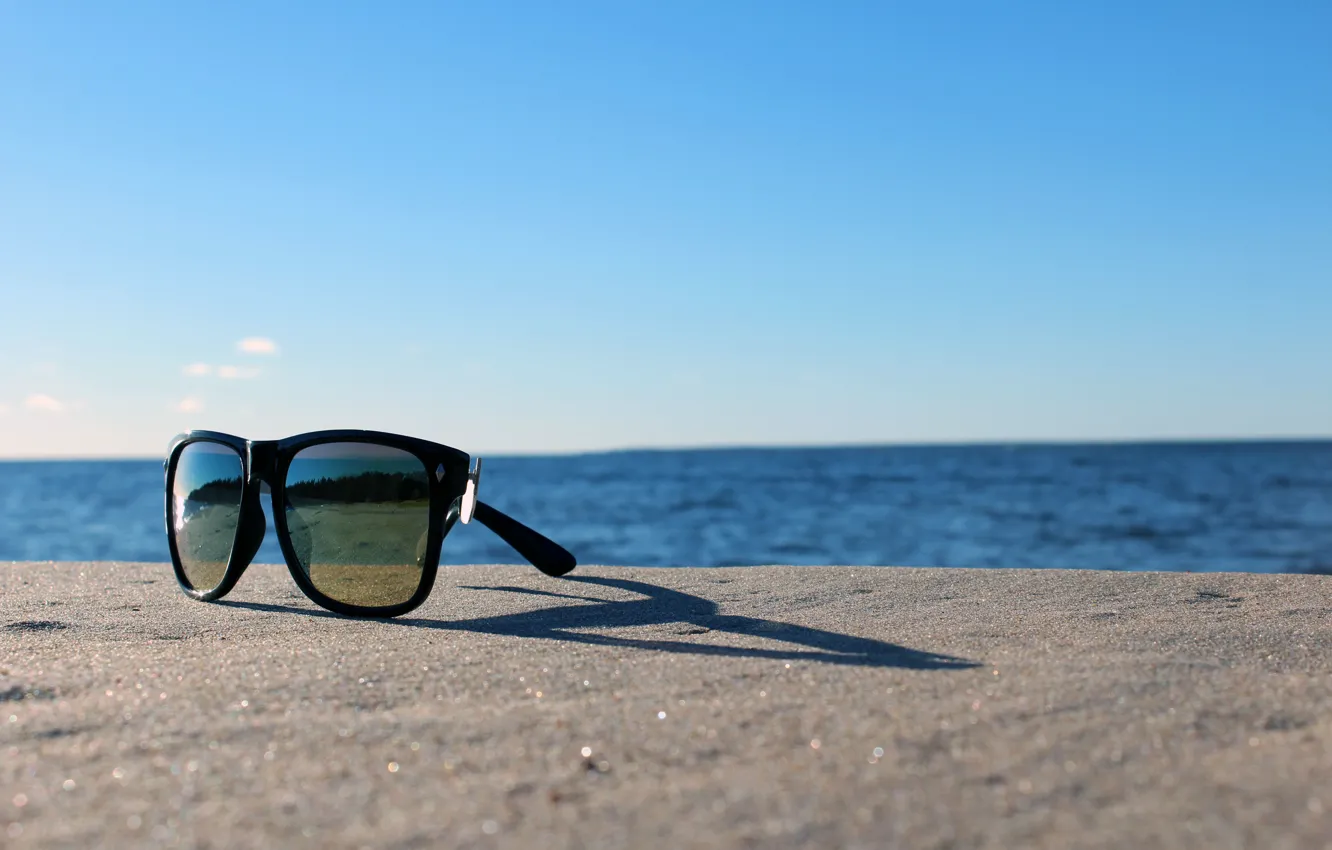 Photo wallpaper sand, sea, the sky, clouds, real photo