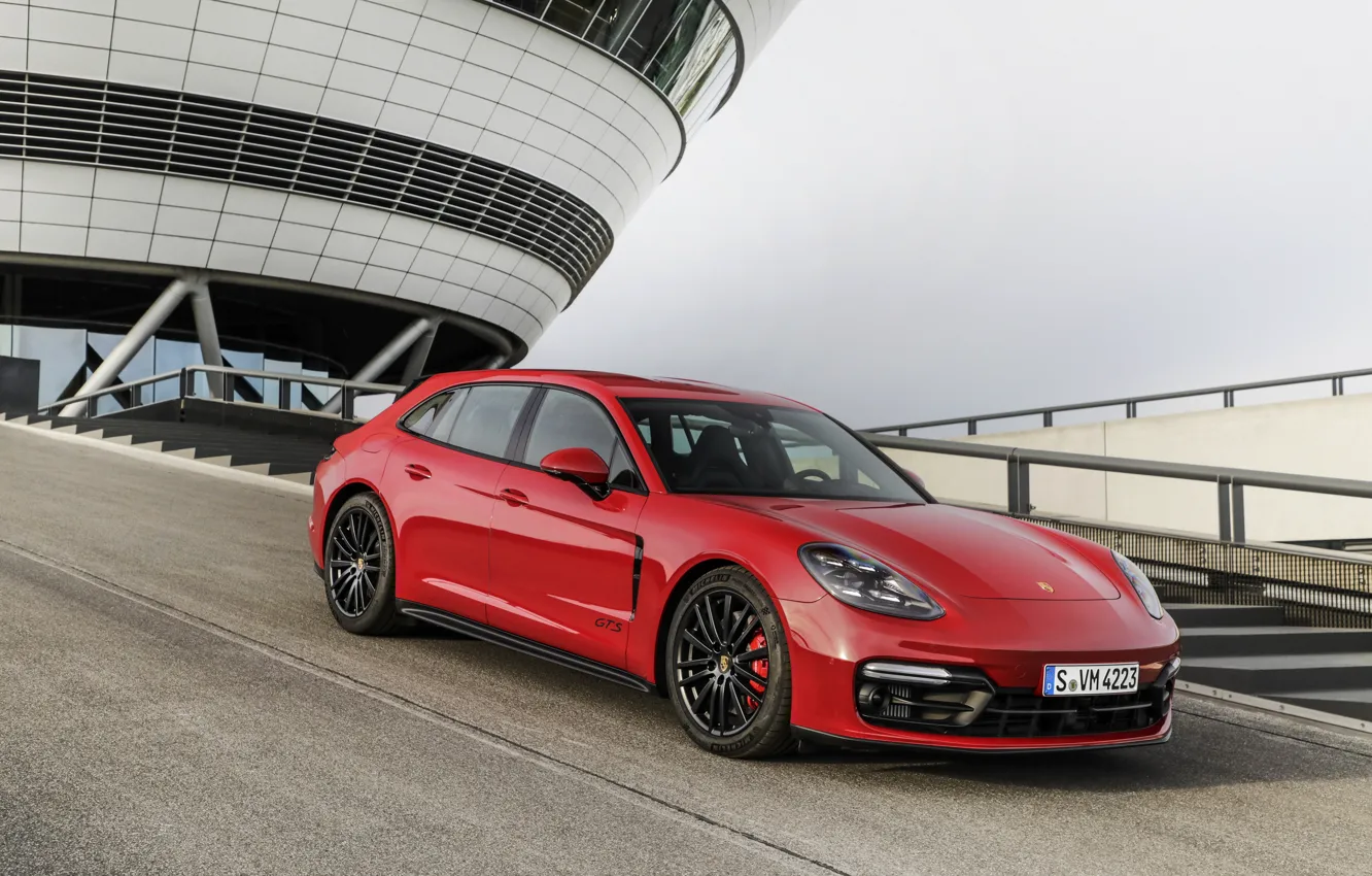 Photo wallpaper red, Porsche, Panamera, universal, 2021, Panamera GTS Sport Turismo