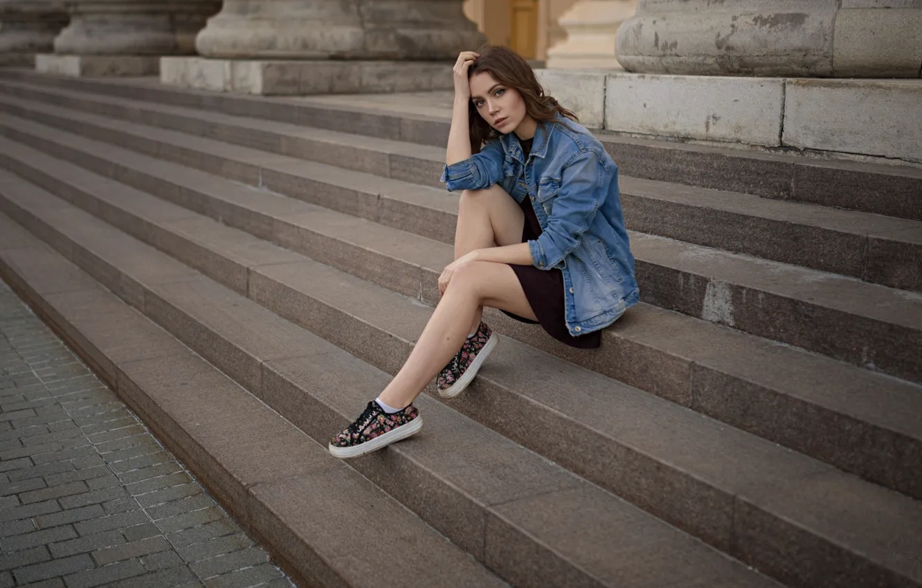 Photo wallpaper look, girl, photo, feet, model, photographer, steps, girl