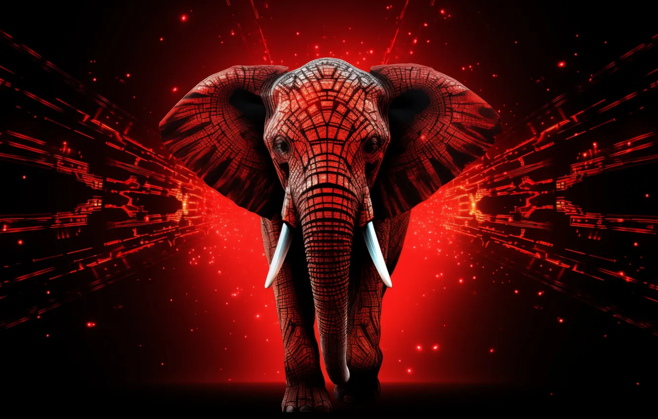 Photo wallpaper elephant, tusks, AI ART
