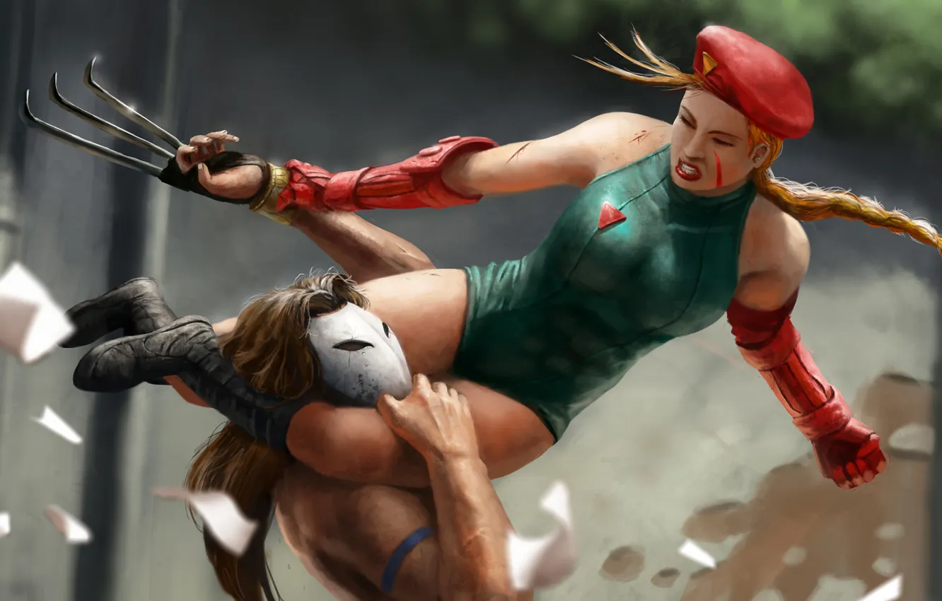 Photo wallpaper girl, battle, art, fight, Cammy, Street Fighter, Street Fighter 4