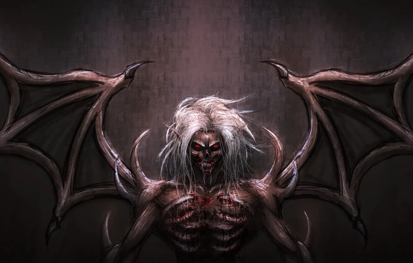 Photo wallpaper Look, Hair, Wings, The demon, Devil, Horror, Evil, Demon