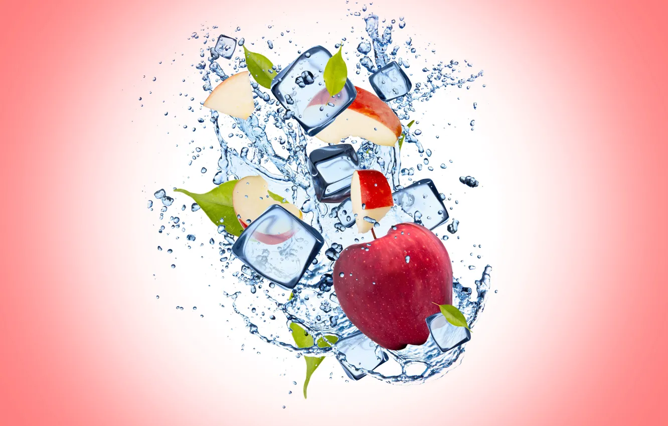 Photo wallpaper ice, water, drops, background, Apple, Apple, ice, water