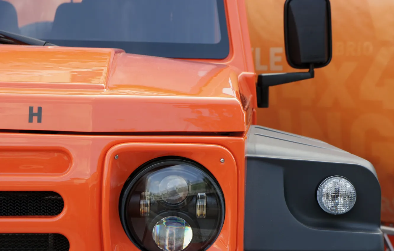 Photo wallpaper orange, lights, the hood, SUV, grille, 2011, 4x4, Travec