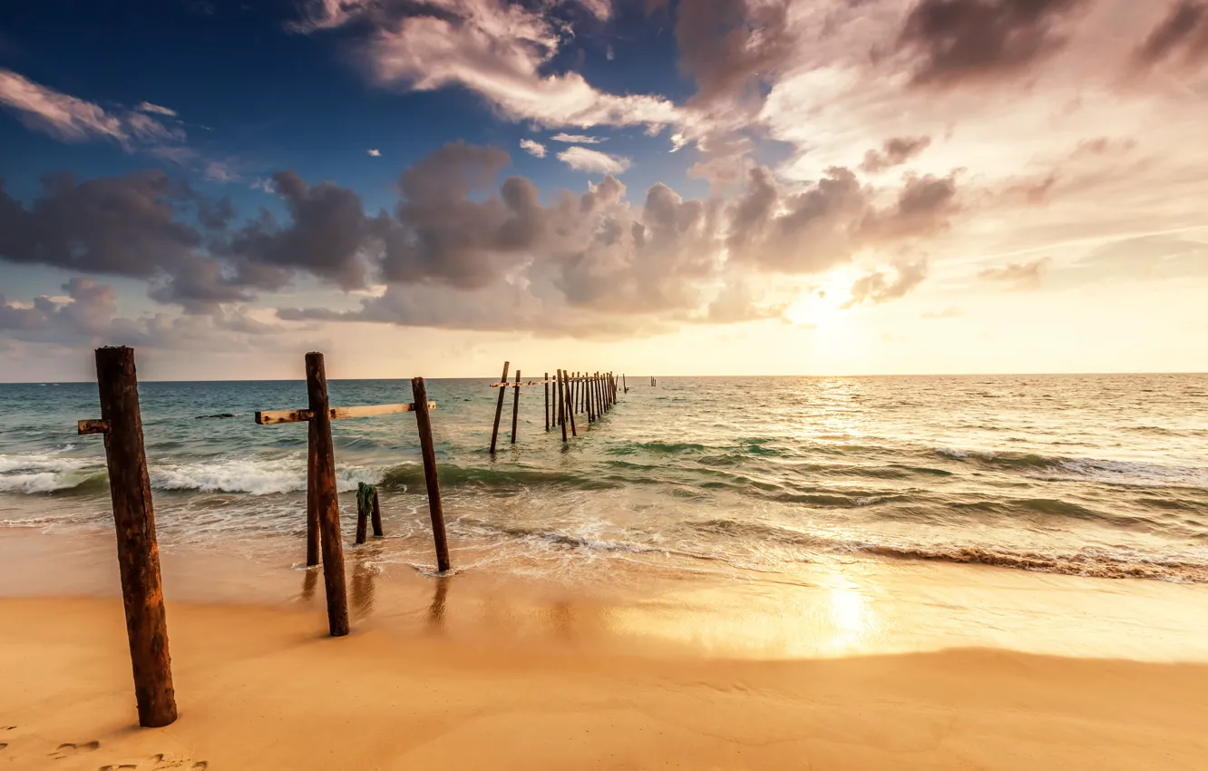 Photo wallpaper sand, sea, wave, beach, summer, sunset, summer, beach