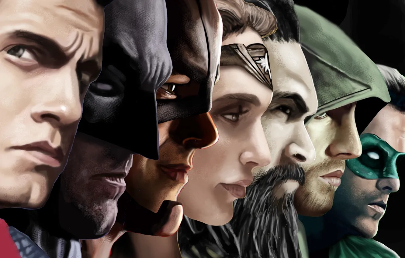 Photo wallpaper batman, superman, green lantern, ryan reynolds, wonder woman, flash, arrow, henry cavill