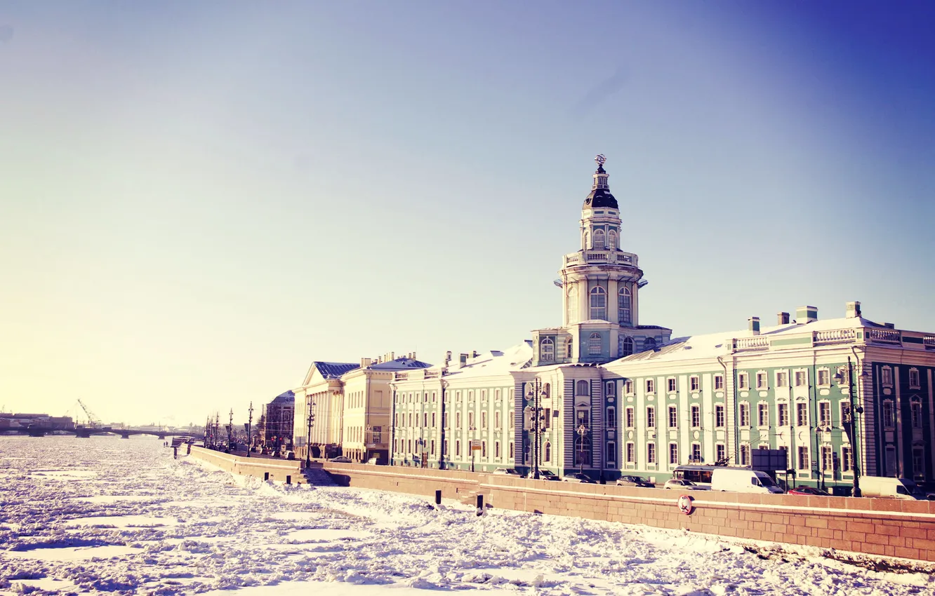 Photo wallpaper winter, snow, river, Peter, Saint Petersburg, Russia, Russia, SPb