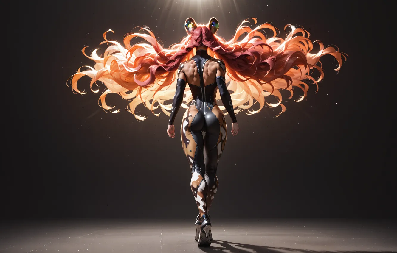 Photo wallpaper girl, hair, back, art, costume
