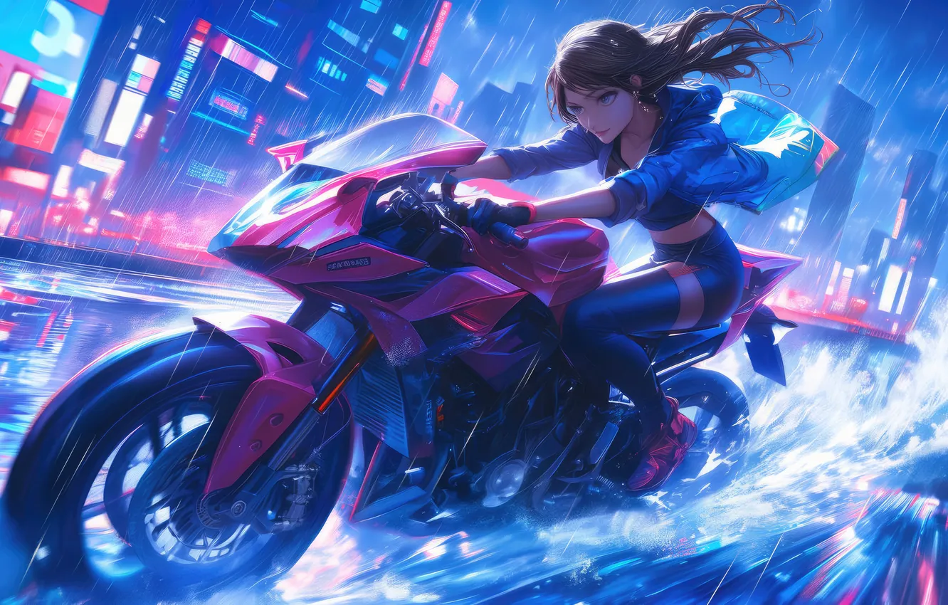 Photo wallpaper girl, Behind, handlebars