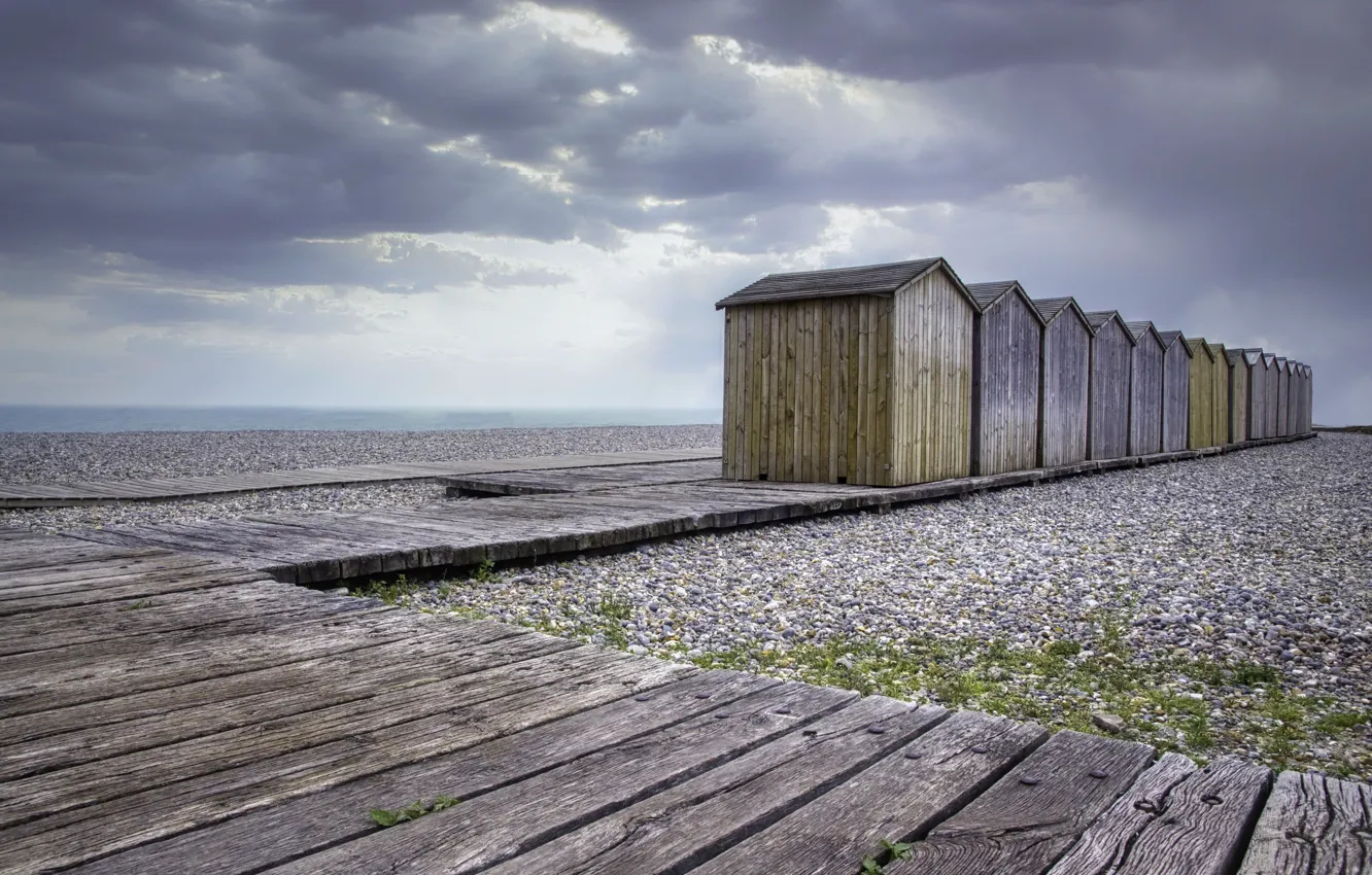 Photo wallpaper sea, beach, shore, house