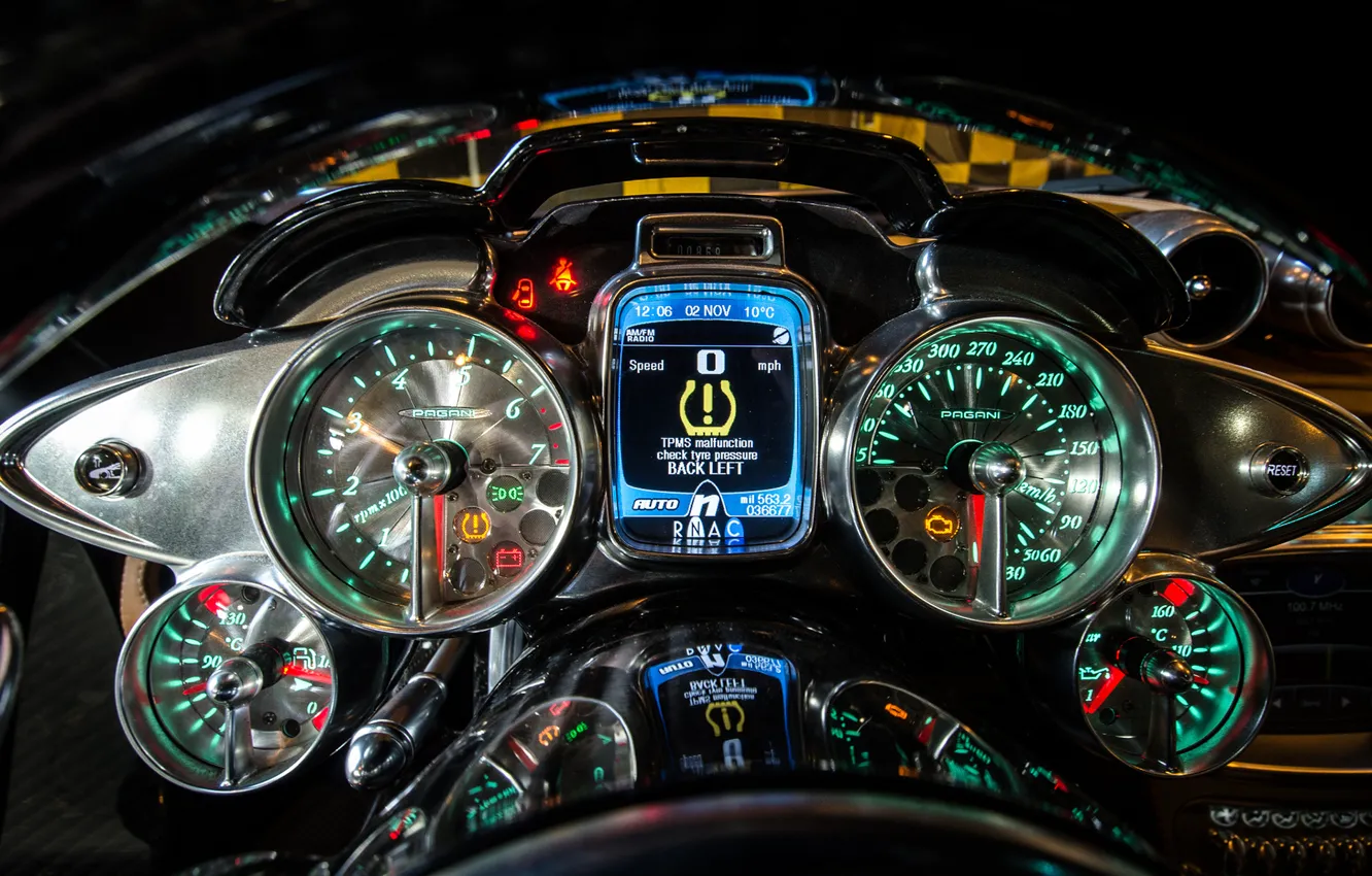 Photo wallpaper Pagani, Devices, Interior, To huayr