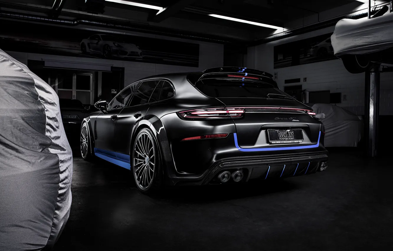 Photo wallpaper Porsche, Panamera, rear view, 2018, TechArt, Sport Turismo, Grand GT, Selective