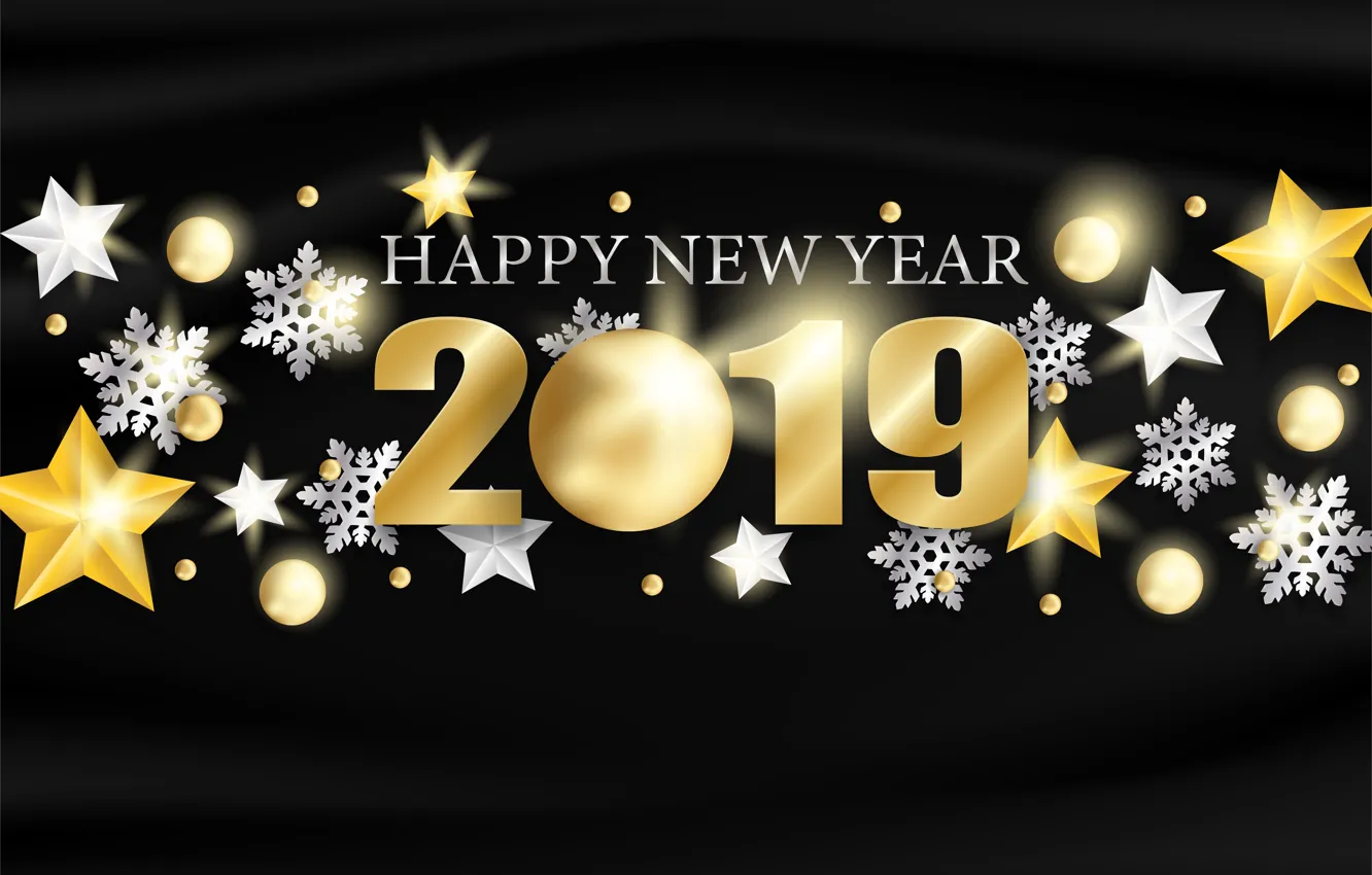 Photo wallpaper gold, new year, figures, golden, black background, black, background, stars