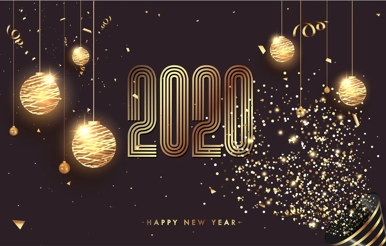 Photo wallpaper holiday, balls, new year, postcard, celebration, 2020, happy-new-year