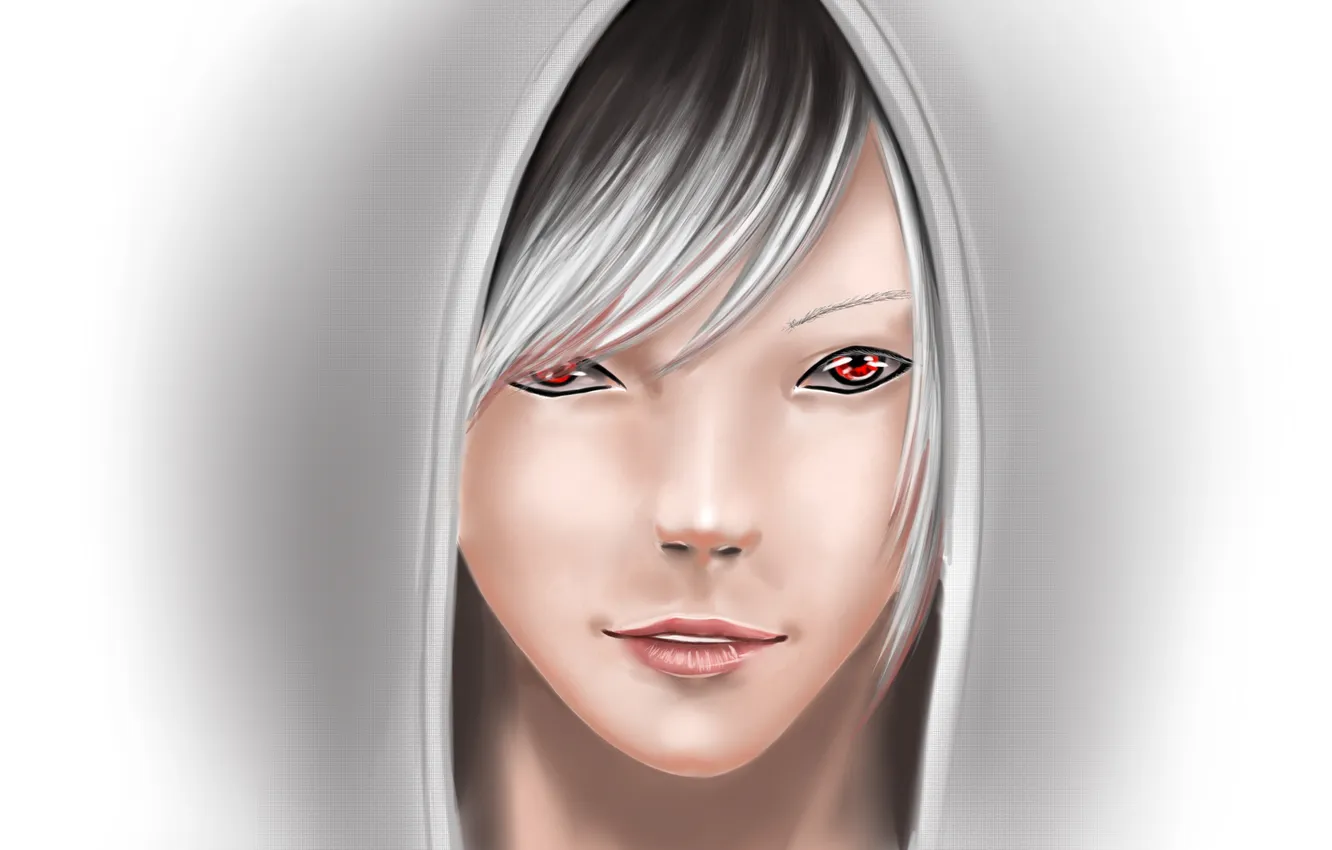 Photo wallpaper look, girl, smile, blonde, hood, art, forgotten-wings, Fuyuko