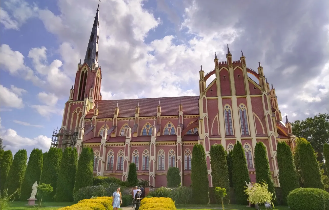 Photo wallpaper architecture, the Church, Belarus, Gervyaty, neo-Gothic