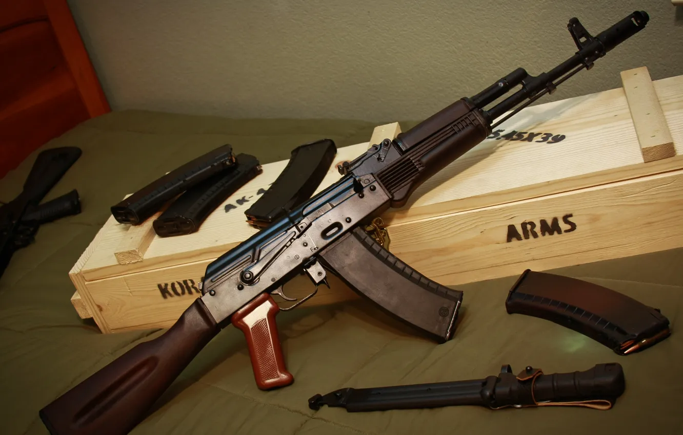 Photo wallpaper weapons, machine, Kalashnikov, bayonet, Bulgarian AK-74