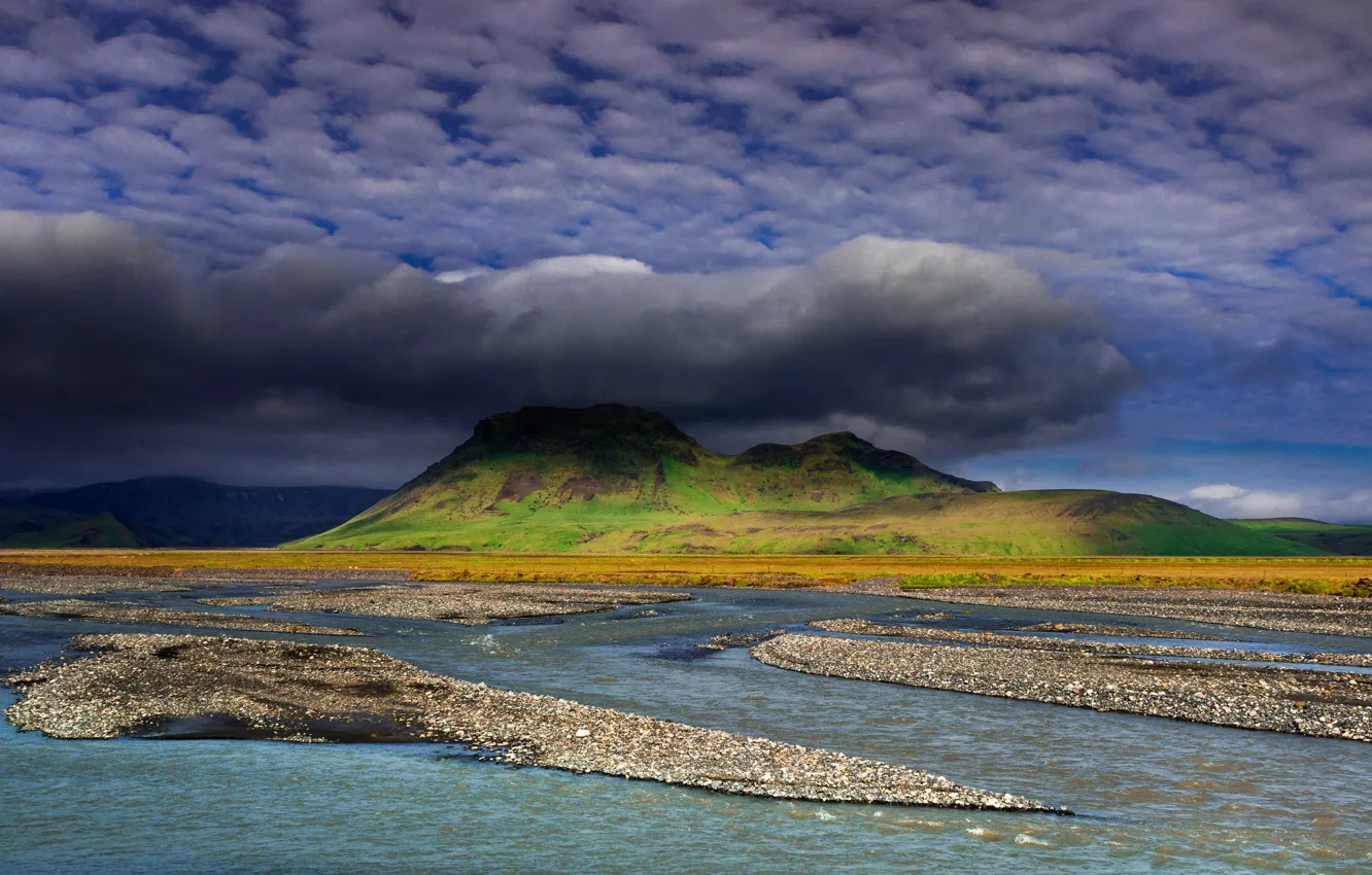 Photo wallpaper clouds, nature, mountain, Iceland