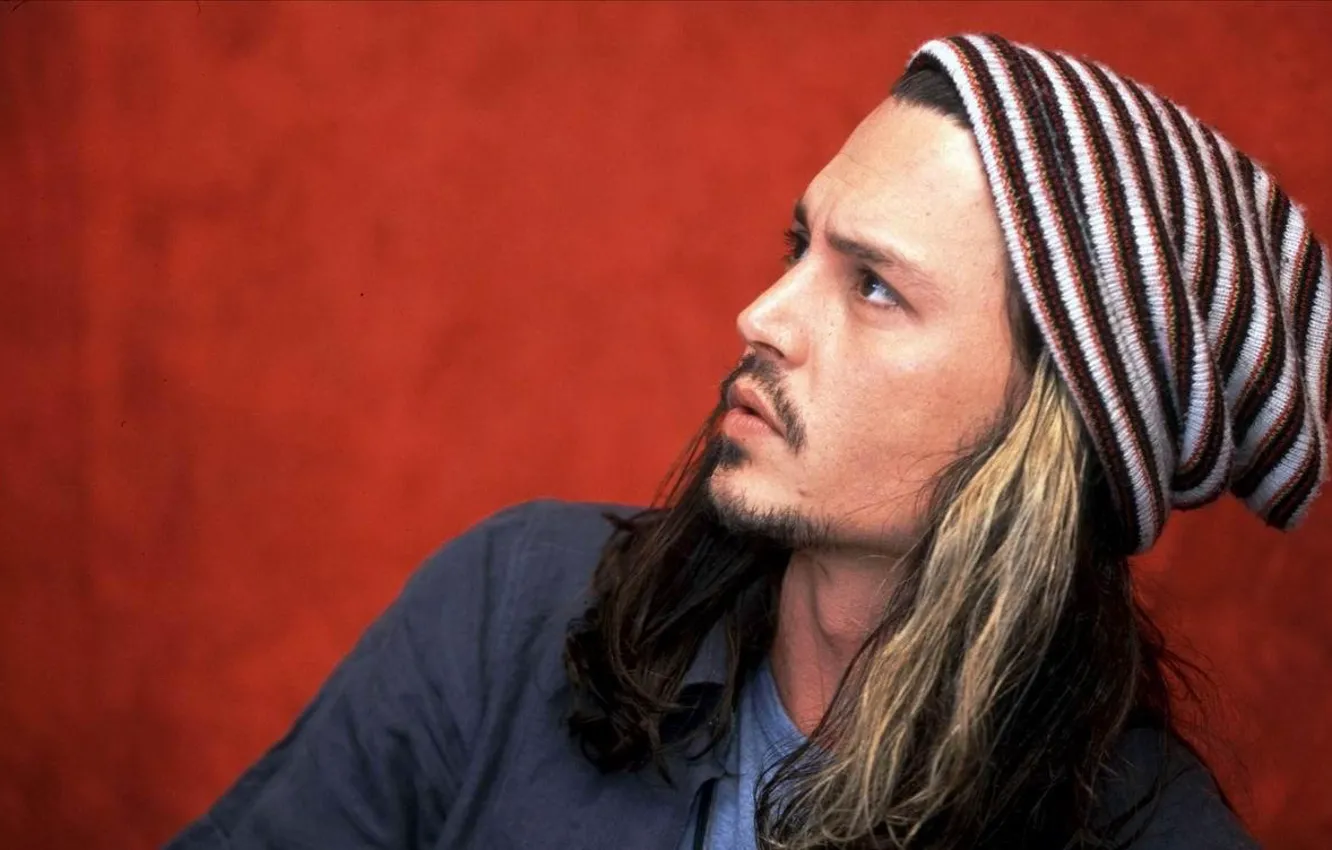 Photo wallpaper photo, Johnny Depp, hat, hair