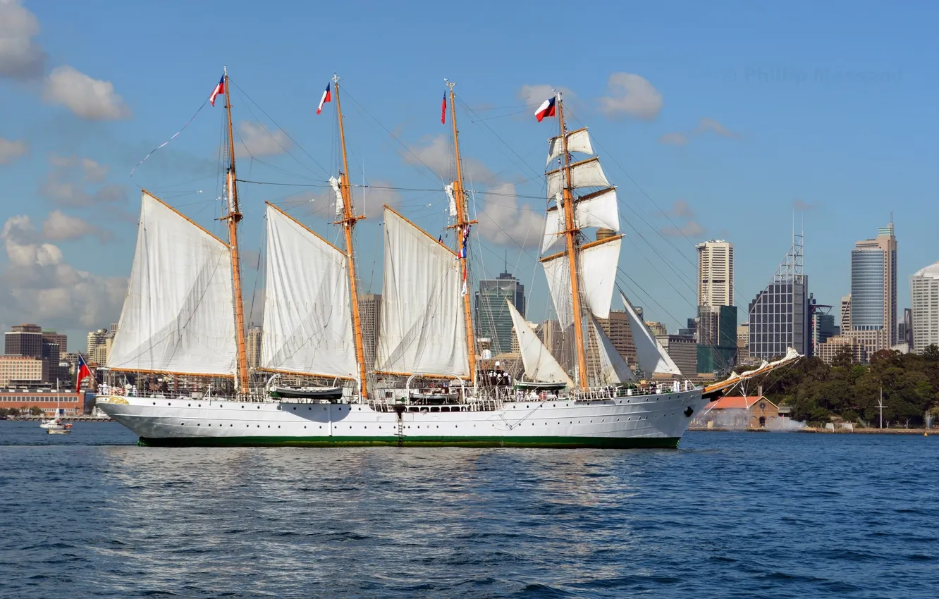 Photo wallpaper ship, sailboat, white sails