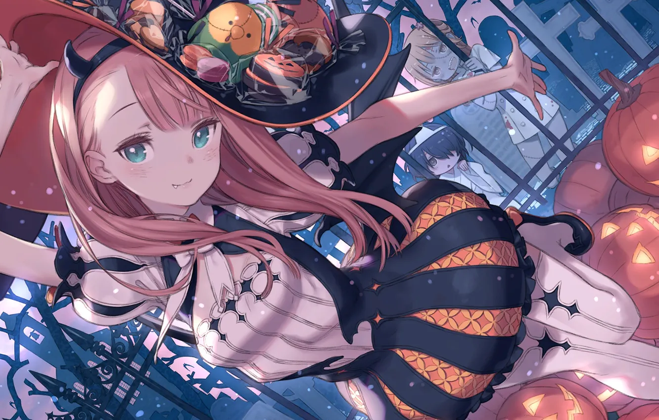 Photo wallpaper girl, night, cemetery, Halloween, Sakura Fujima, Miu Takigawa, Mikami Kamiki, 22 / 7: Episode 13