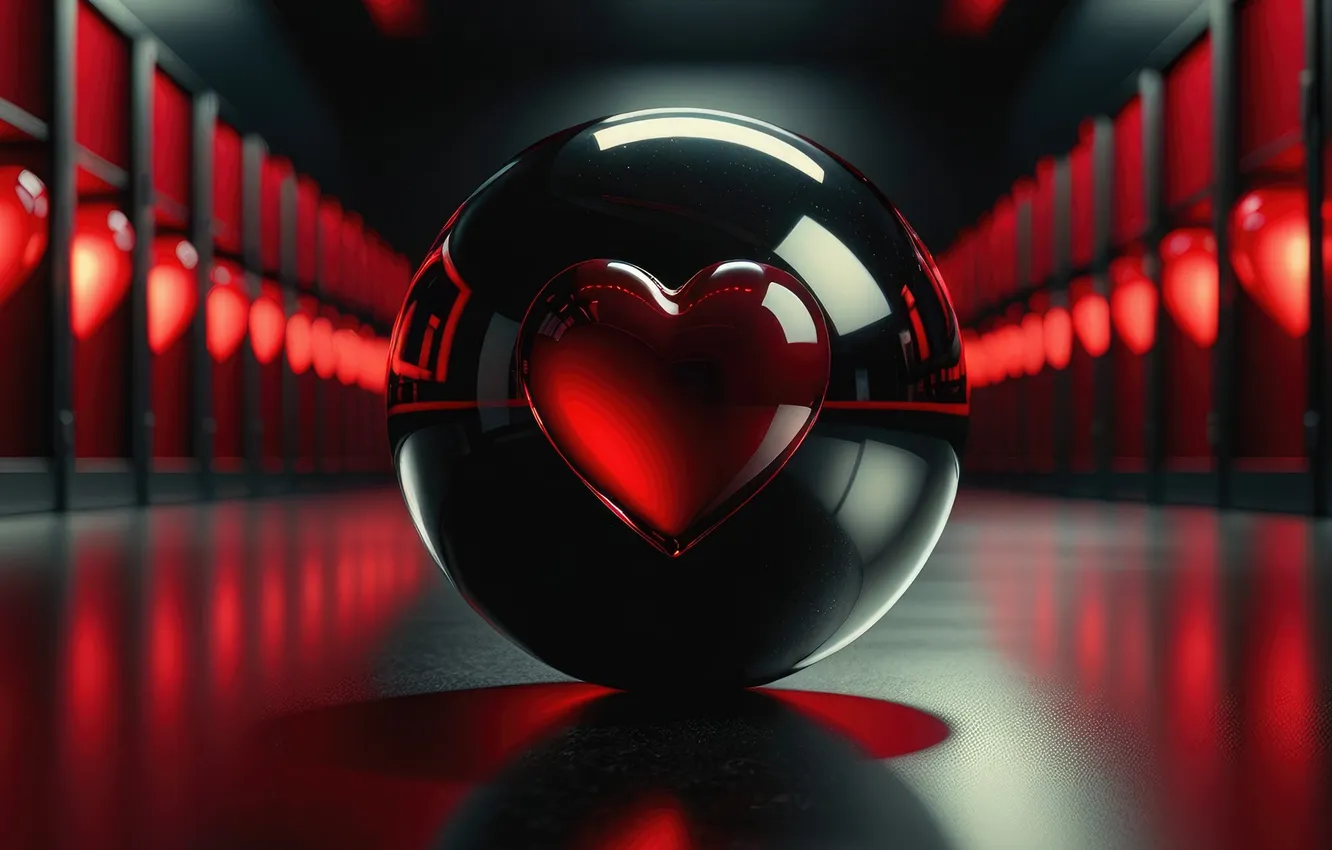 Photo wallpaper balls, heart, hearts