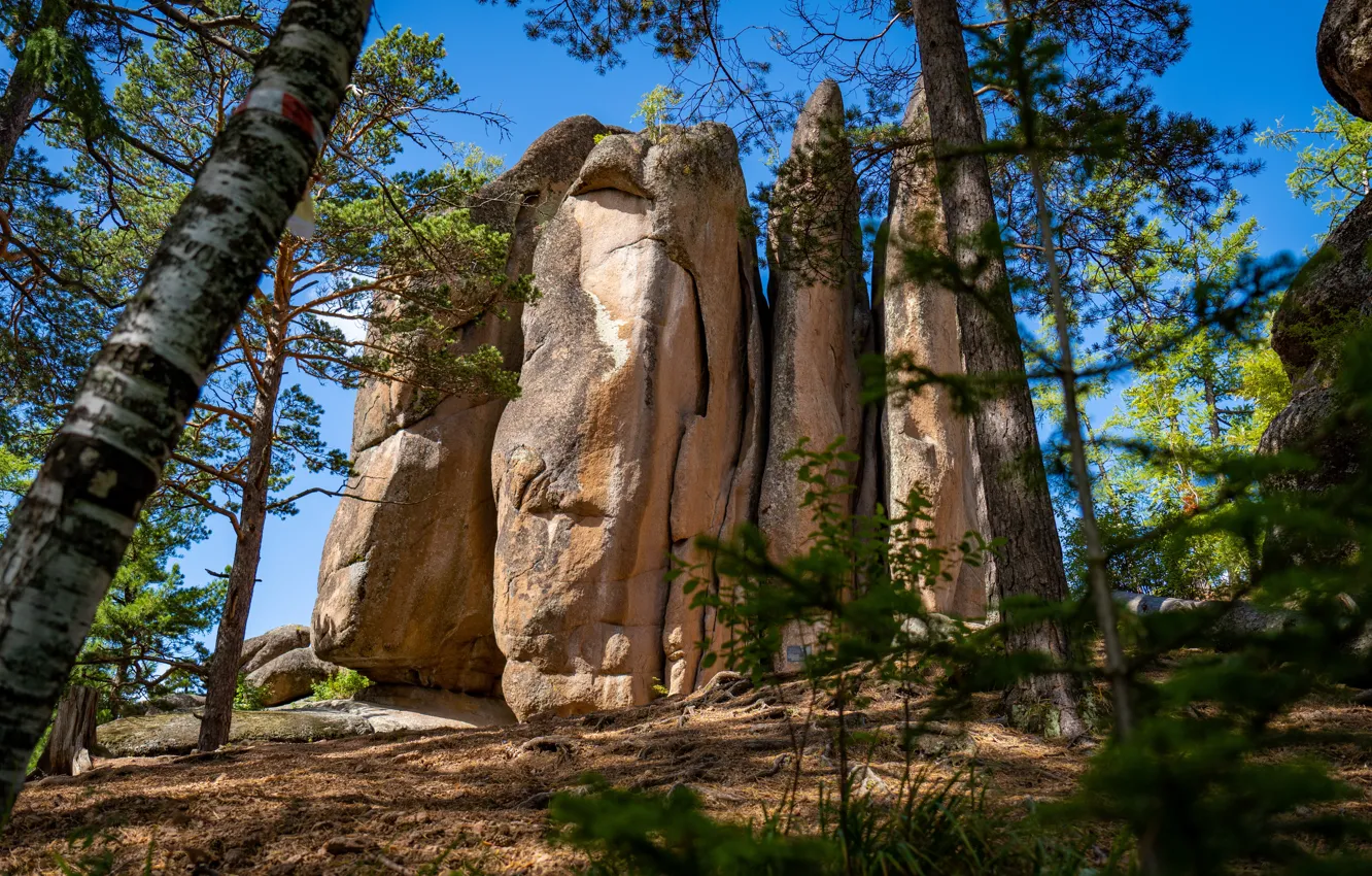 Photo wallpaper rocks, Posts, Feathers, Krasnoyarsk