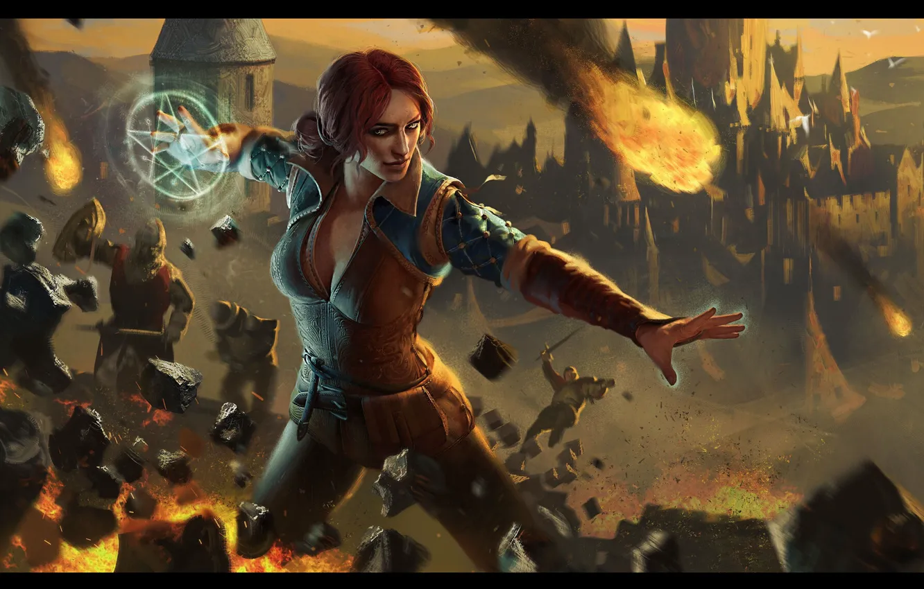 Photo wallpaper art, red, The Witcher, The Witcher, Triss Merigold, The Witcher 3 Wild Hunt, The Witcher …