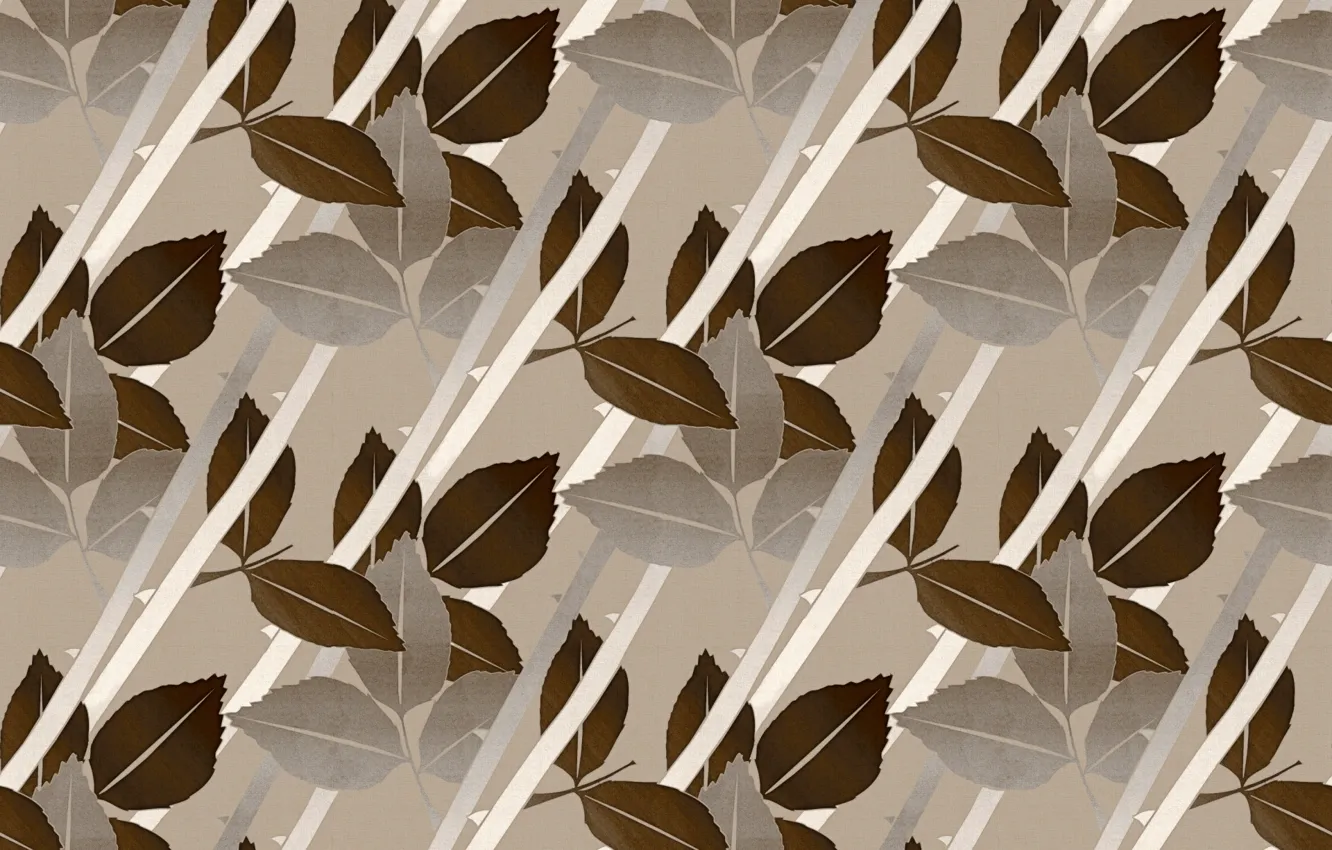 Photo wallpaper leaves, branches, background, brown, beige