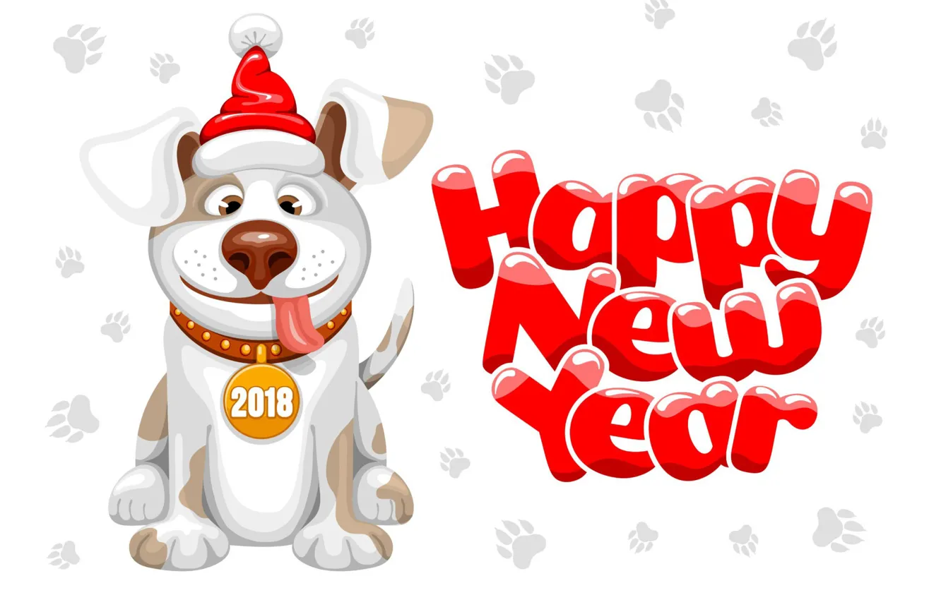 Photo wallpaper holiday, new year, dog, dog, year, 2018, New Year, dog year