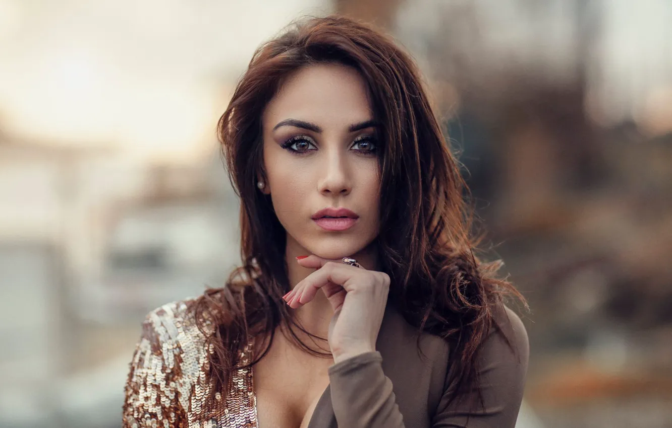 Photo wallpaper look, girl, face, hands, Alessandro Di Cicco