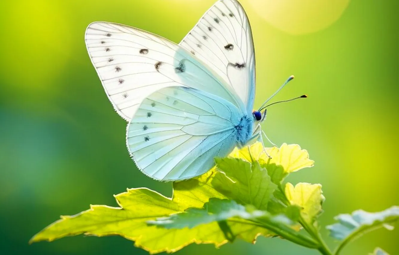 Photo wallpaper leaves, microsemi, butterfly, wings, insect, beautiful, closeup