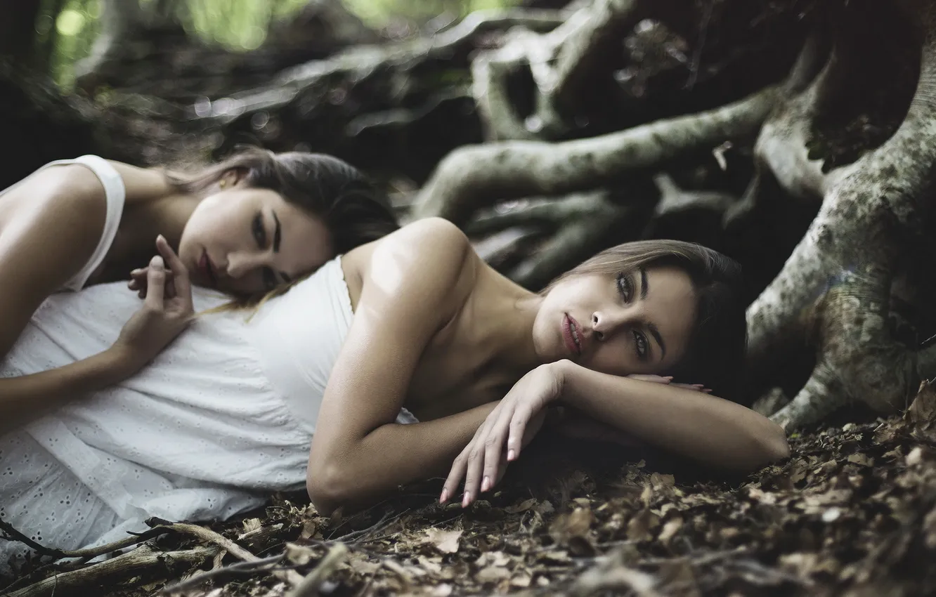 Photo wallpaper girl, nature, background