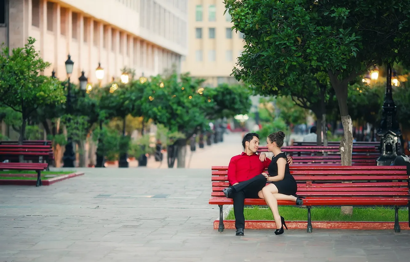 Photo wallpaper girl, the city, mood, guy, date