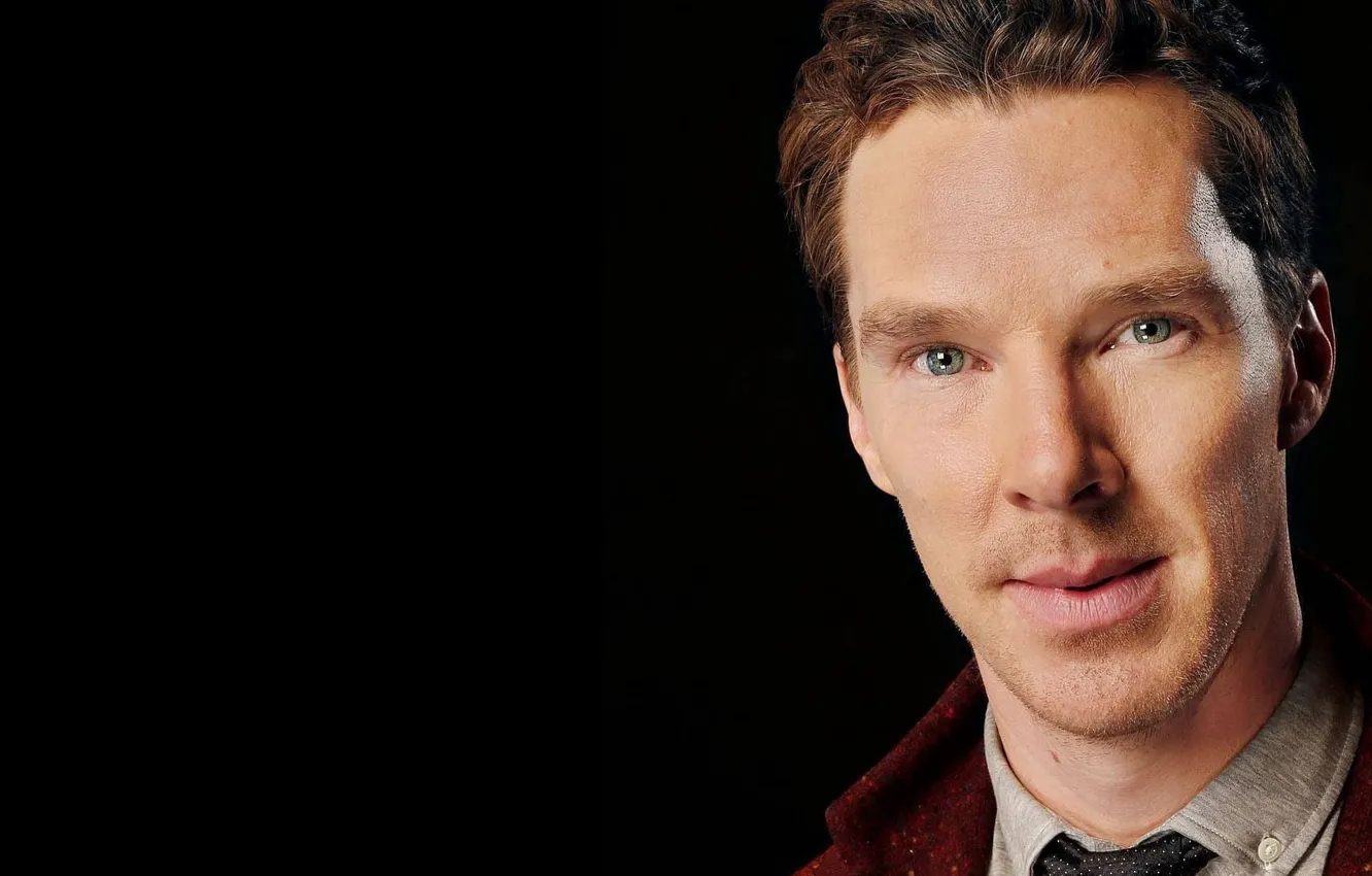 Photo wallpaper look, black background, Benedict Cumberbatch, Benedict Cumberbatch, British actor