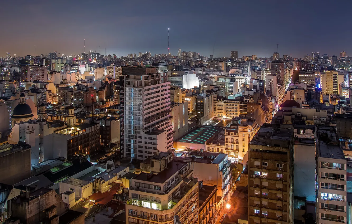 Photo wallpaper Argentina, night, cityscape, Buenos Aires, urban scene