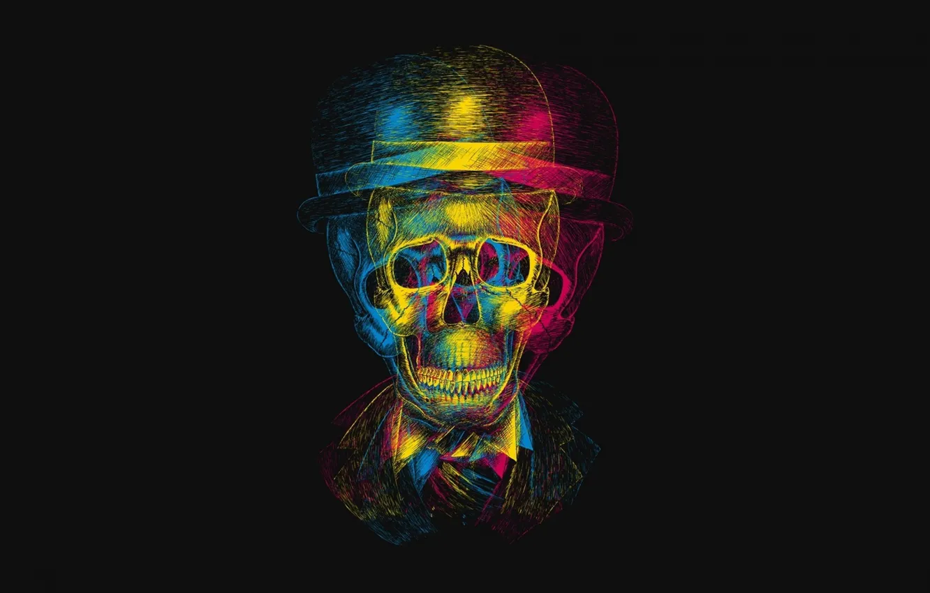 Photo wallpaper color, hat, Skull, split