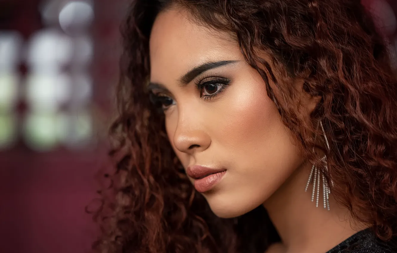 Photo wallpaper girl, face, hair, profile