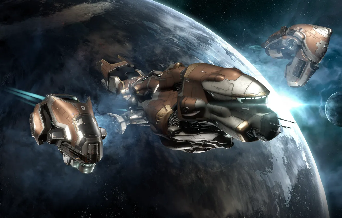 Photo wallpaper space, nebula, planet, space, spaceship, eve online, space ship, coooper