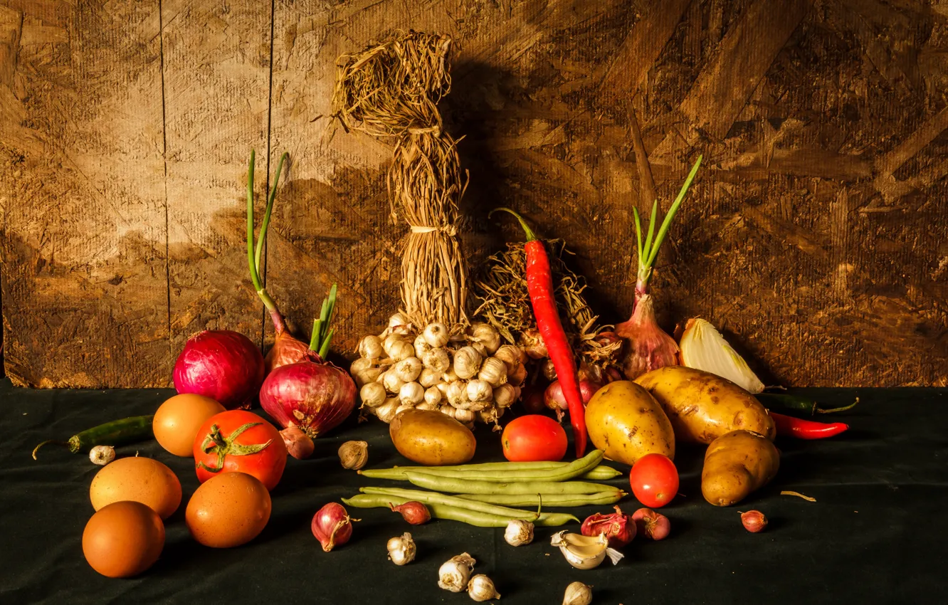 Photo wallpaper harvest, still life, vegetables, autumn, still life, vegetables, harvest